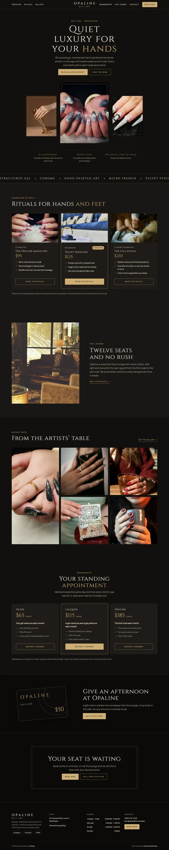 Home page of the demo website (whole page, desktop)