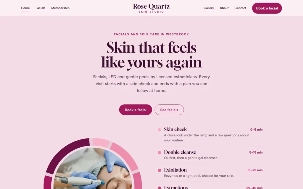 Home page of the demo website (desktop)