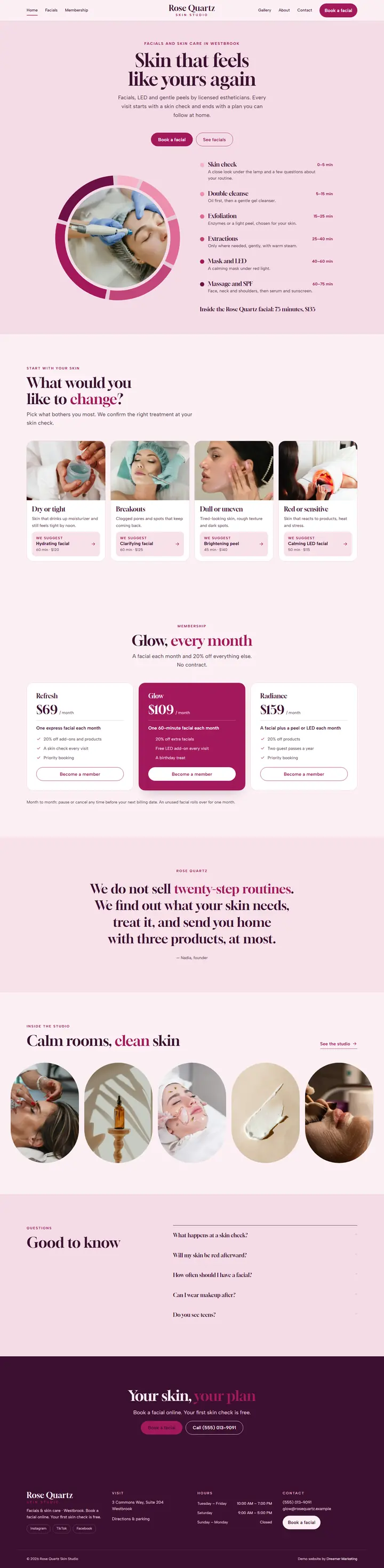 Home page of the demo website (whole page, desktop)