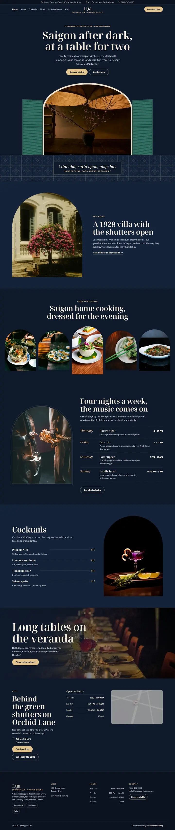 Home page of the demo website (whole page, desktop)