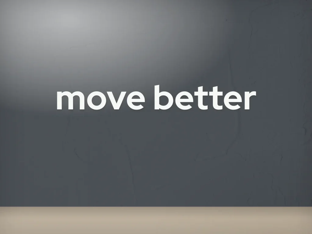 Cut vinyl lettering template CV-14 for a spa: Kinetic, white “move better” on a charcoal wall