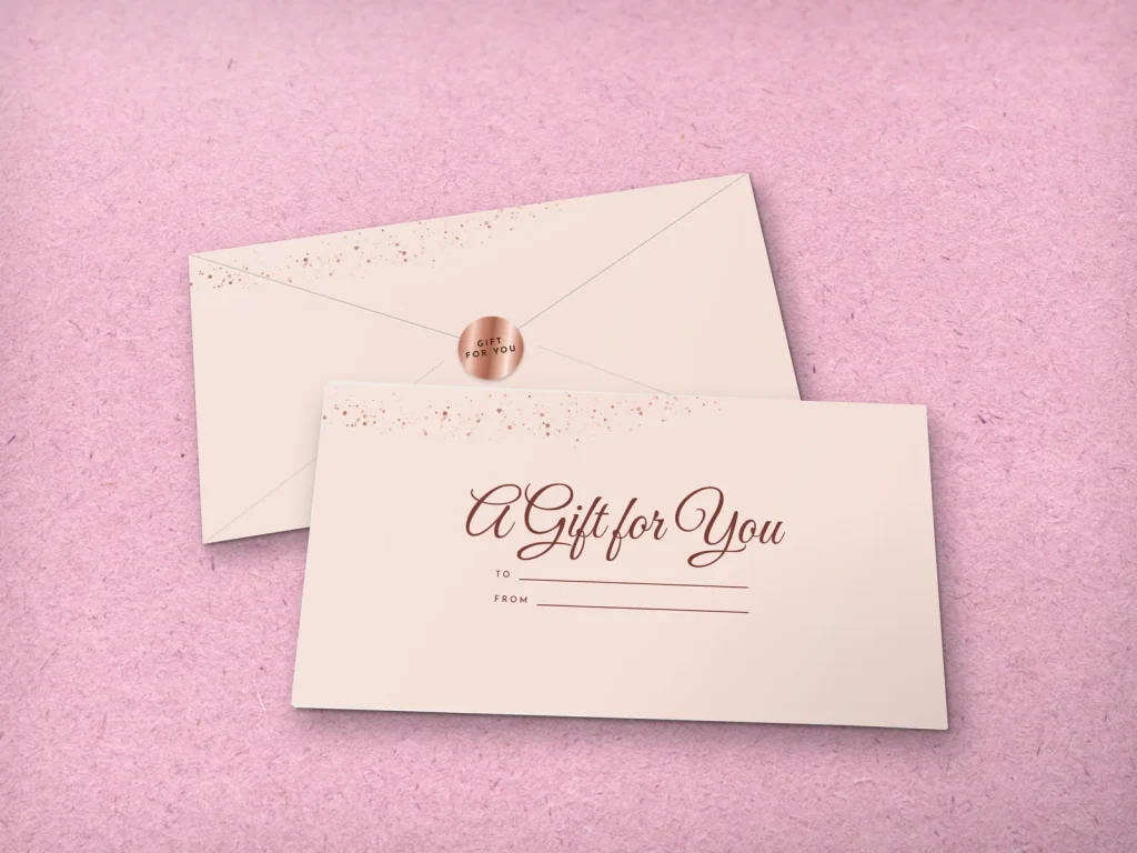 Ready-made envelope design ER-02: Rose gold, blush with rose gold glitter