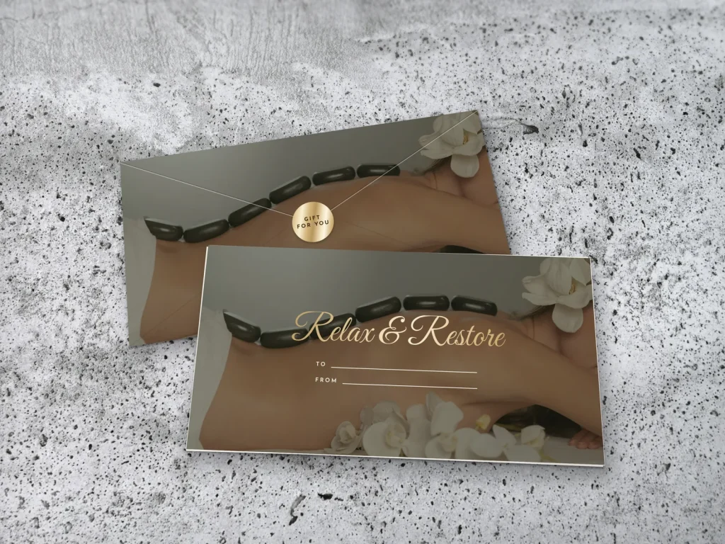 Ready-made envelope design ER-20: Spa stones, hot stones and orchids under a dark veil